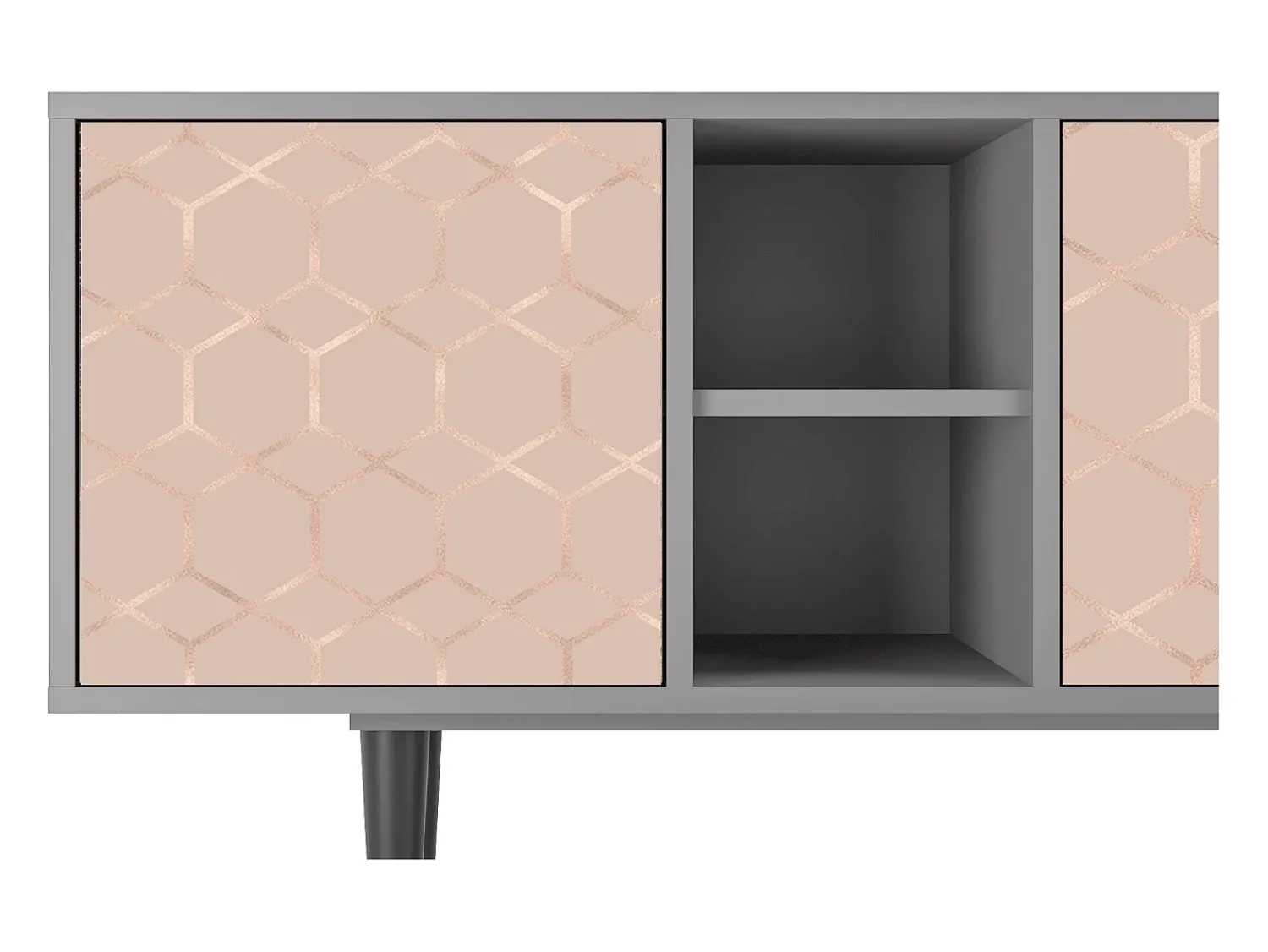 Móvel De Tv| Mueble de TV - 150х69х41 cm - T5 - Rose Honeycomb, Cinza Cinzento