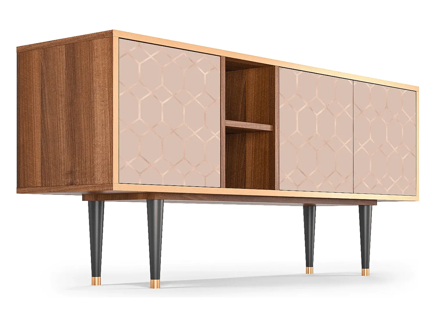 Móvel De Tv* Mueble de TV - 150х69х41 cm - T5 - Rose Honeycomb, Nogueira Castanho