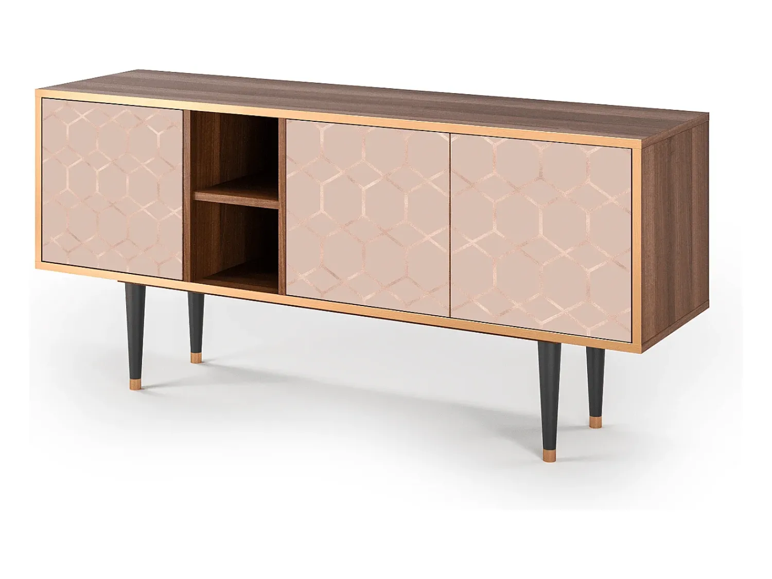 Móvel De Tv* Mueble de TV - 150х69х41 cm - T5 - Rose Honeycomb, Nogueira Castanho