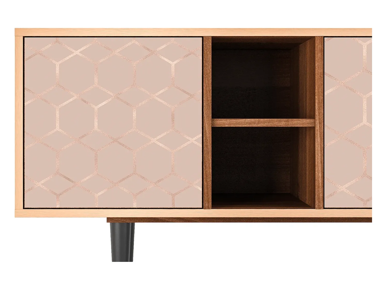 Móvel De Tv* Mueble de TV - 150х69х41 cm - T5 - Rose Honeycomb, Nogueira Castanho