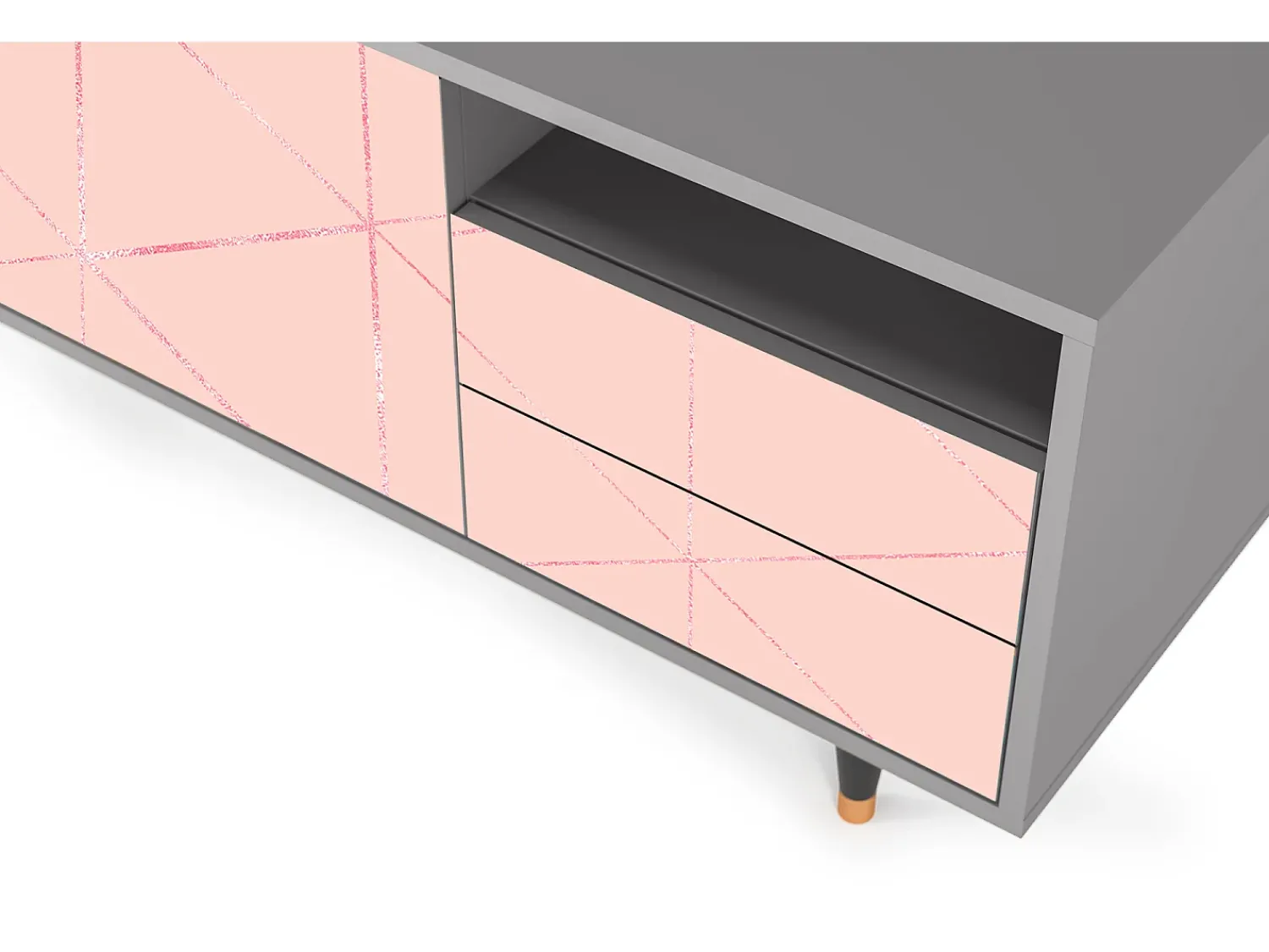Móvel De Tv| Mueble de TV - 125х56х41 cm - T7 - Rose Quartz, Cinza Cinzento