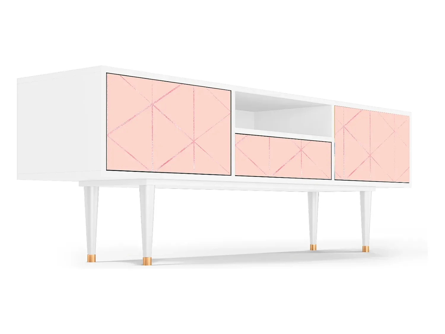 Mueble de TV - 170х59х41 cm - T6 - Rose Quartz, Branco^ Móvel De Tv