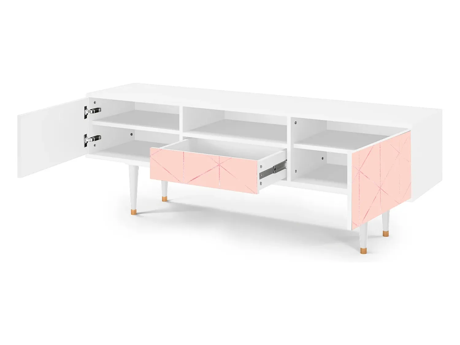 Mueble de TV - 170х59х41 cm - T6 - Rose Quartz, Branco^ Móvel De Tv
