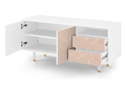 Mueble de TV - 125х56х41 cm - T7 - Rose Honeycomb, Branco^ Móvel De Tv