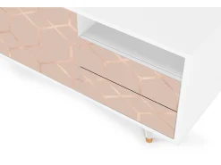 Mueble de TV - 125х56х41 cm - T7 - Rose Honeycomb, Branco^ Móvel De Tv