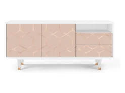Mueble de TV - 125х56х41 cm - T7 - Rose Honeycomb, Branco^ Móvel De Tv