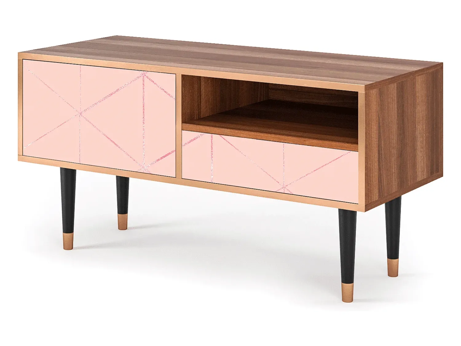 Mueble de TV - 115х59х48 cm - T3 - Rose Quartz, Nogueira^ Móvel De Tv