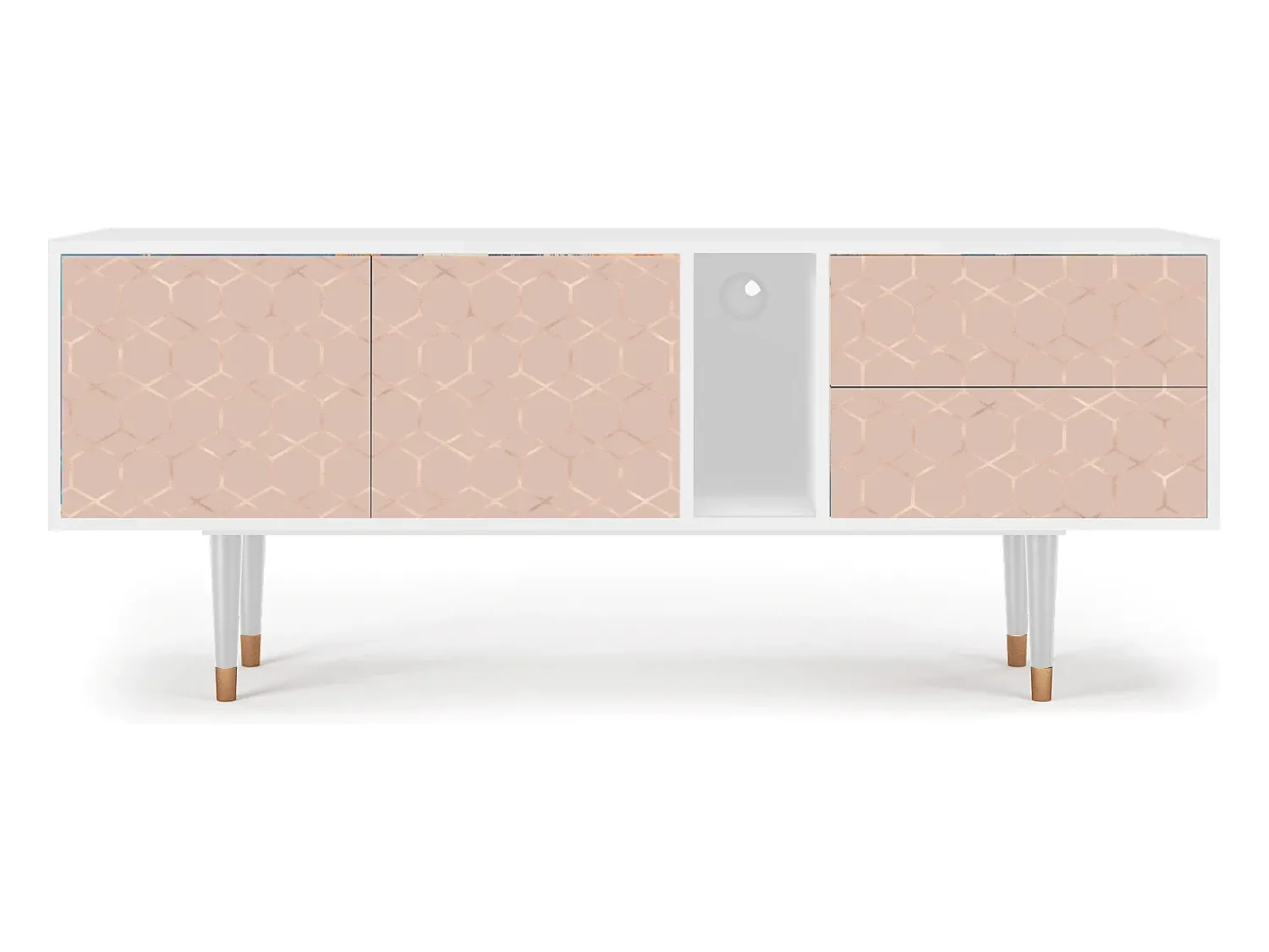 Mueble de TV - 170х69х48 cm - T1 - Rose Honeycomb, Branco^ Móvel De Tv