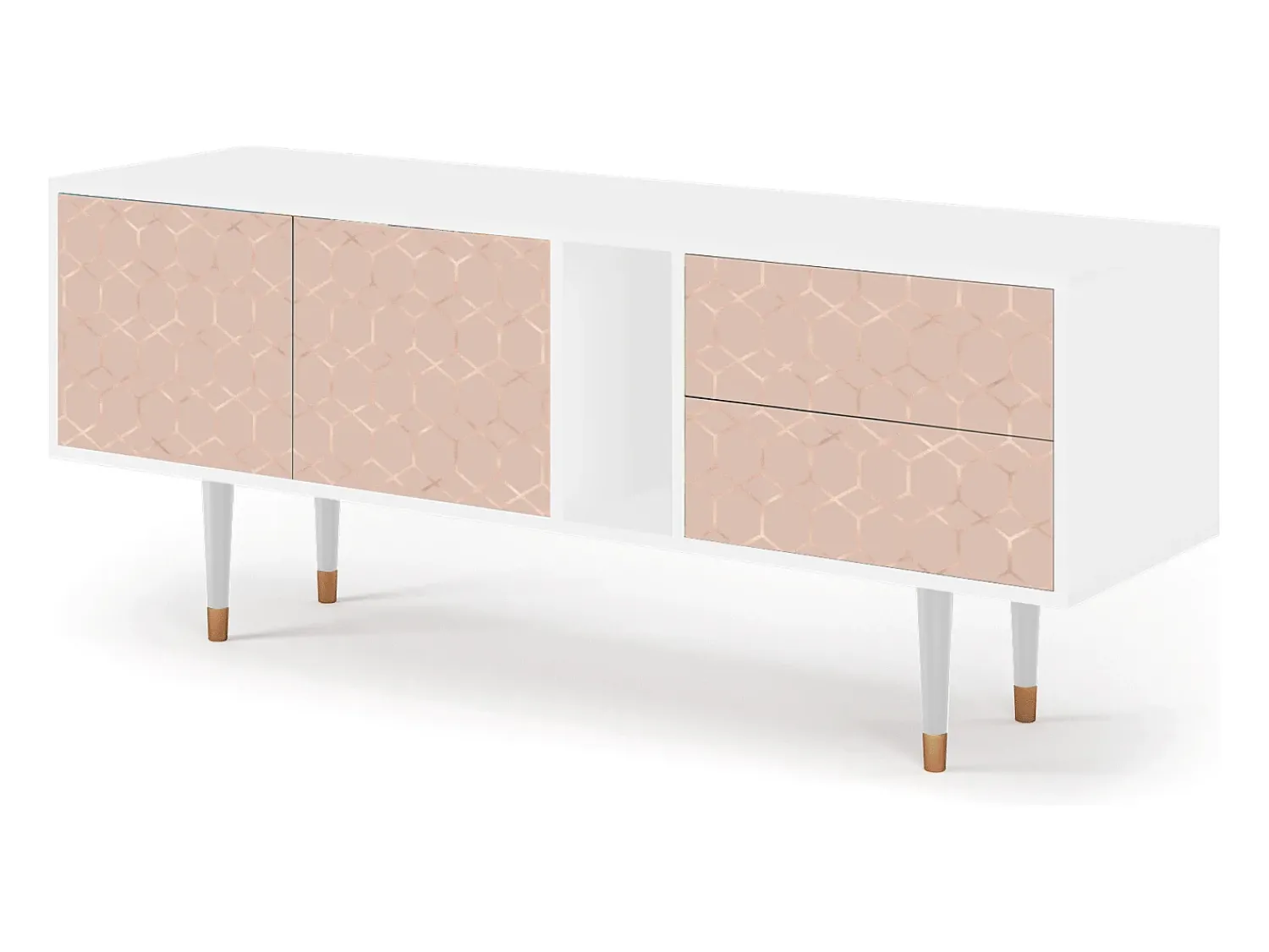 Mueble de TV - 170х69х48 cm - T1 - Rose Honeycomb, Branco^ Móvel De Tv