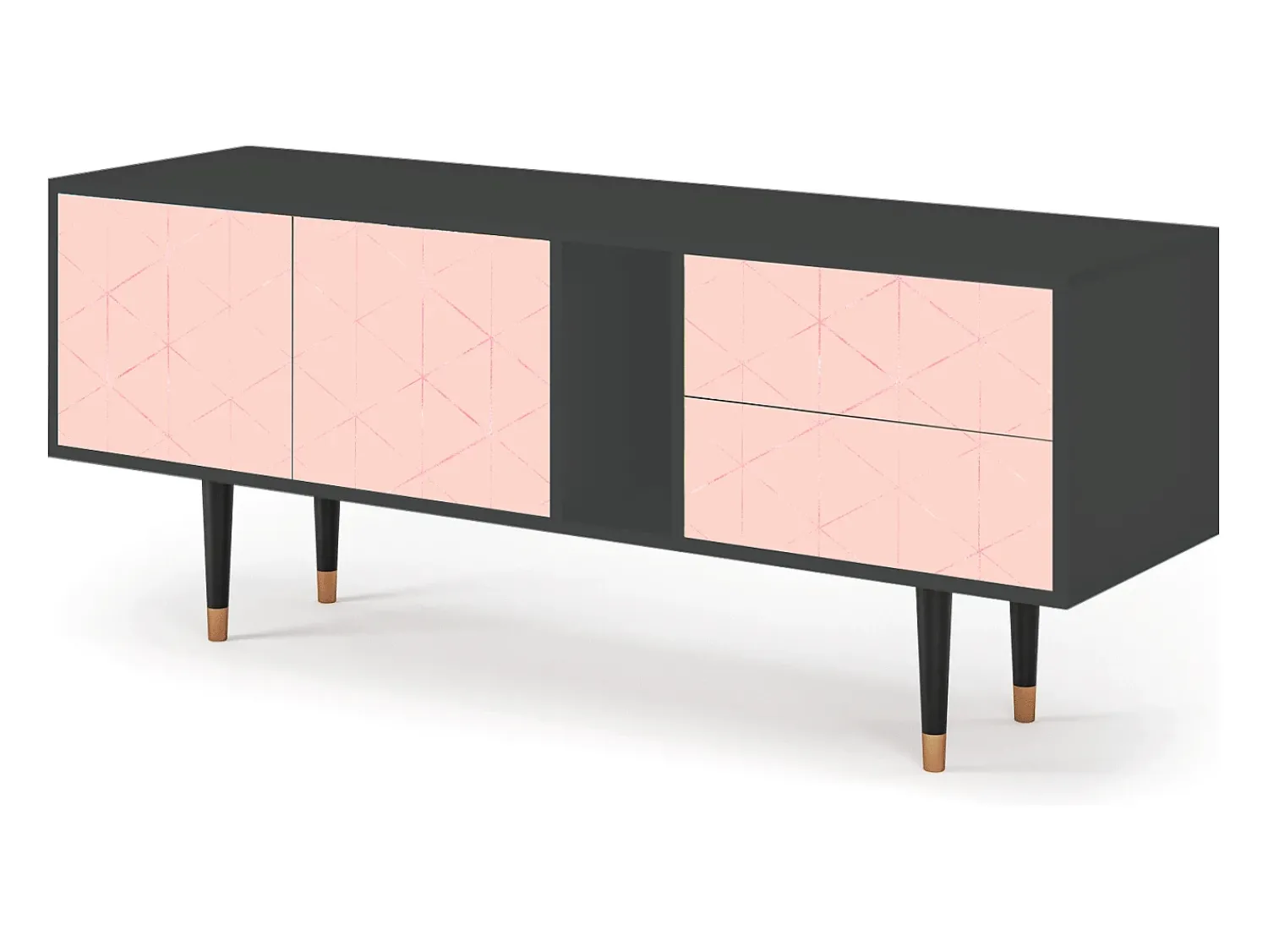 Móvel De Tv* Mueble de TV - 170х69х48 cm - T1 - Rose Quartz, Antracite Cinza antracite