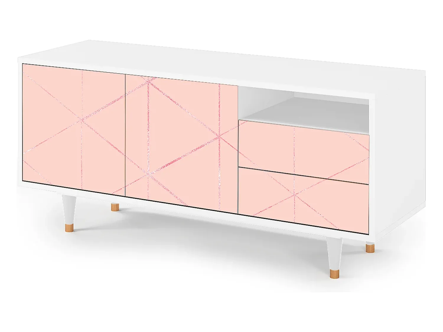 Móvel De Tv* Mueble de TV - 125х56х41 cm - T7 - Rose Quartz, Branco Bege