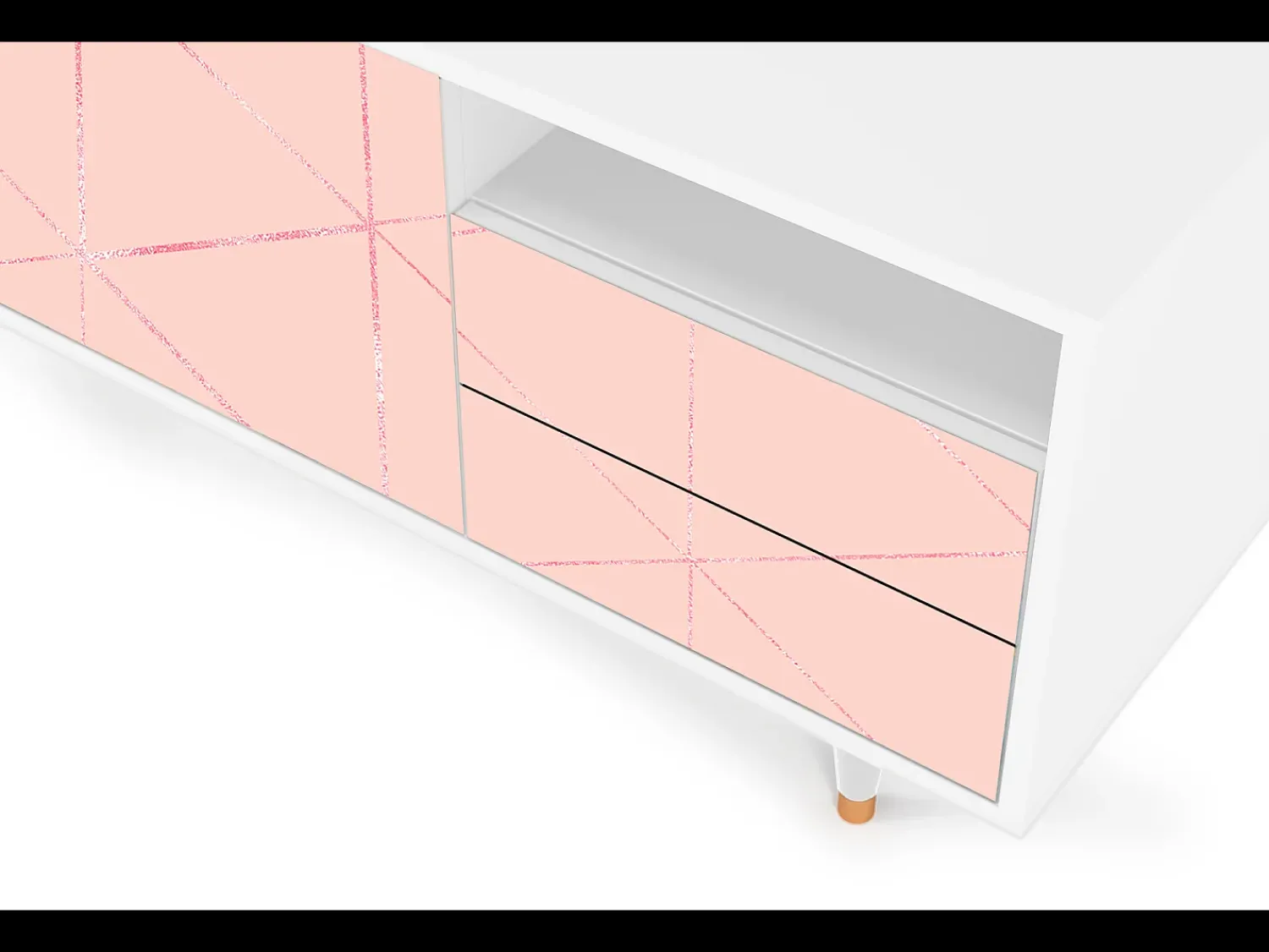 Móvel De Tv* Mueble de TV - 125х56х41 cm - T7 - Rose Quartz, Branco Bege