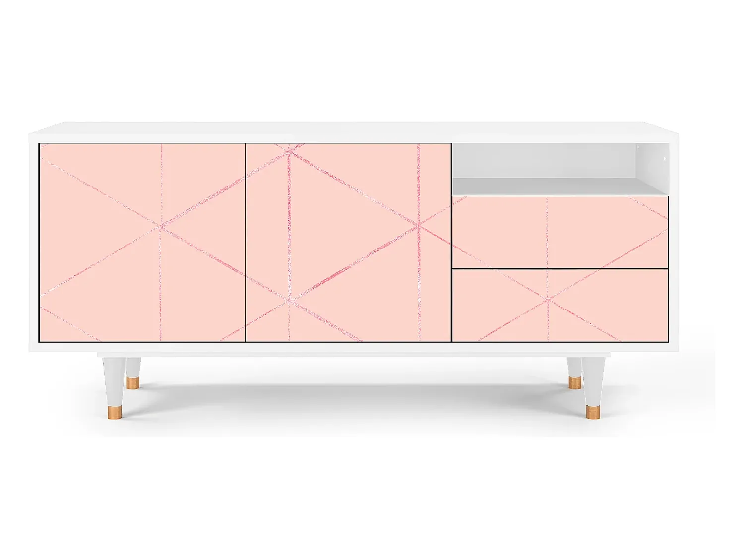 Móvel De Tv* Mueble de TV - 125х56х41 cm - T7 - Rose Quartz, Branco Bege