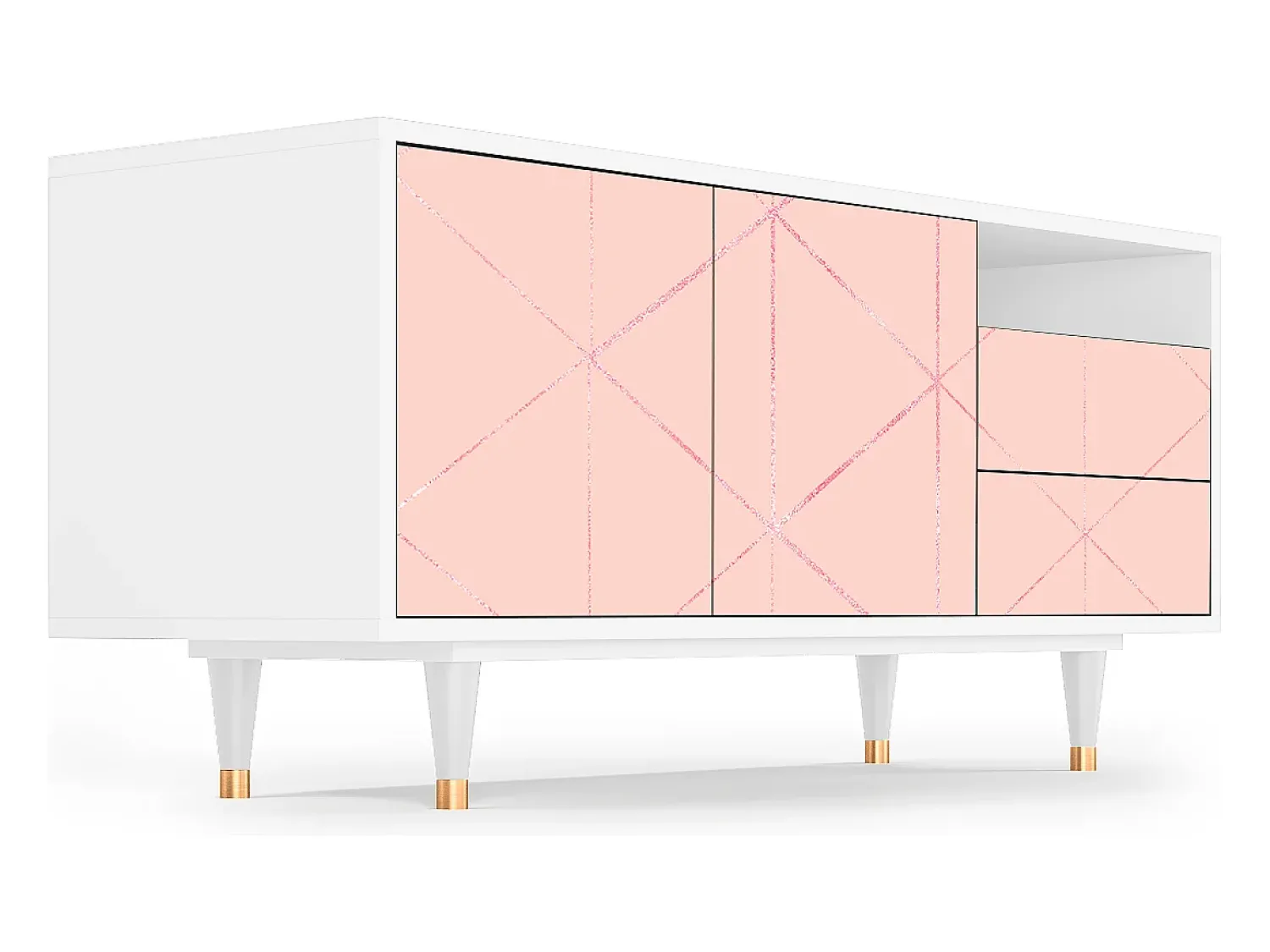 Móvel De Tv* Mueble de TV - 125х56х41 cm - T7 - Rose Quartz, Branco Bege