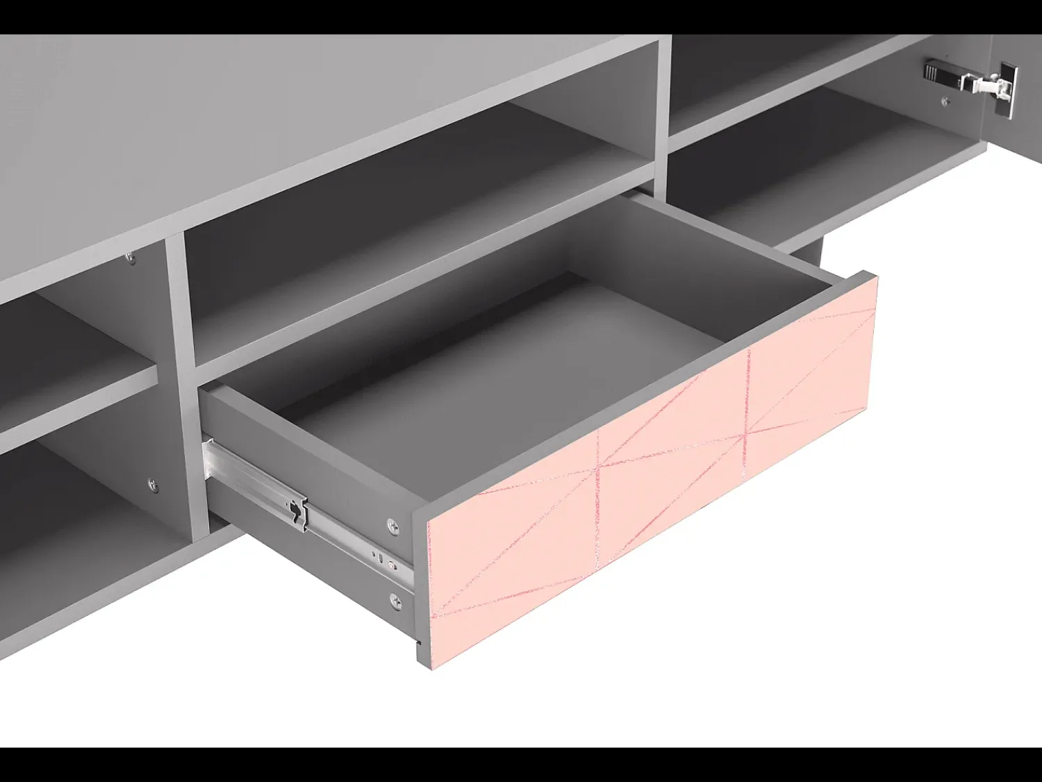 Móvel De Tv| Mueble de TV - 170х59х41 cm - T6 - Rose Quartz, Cinza Cinzento