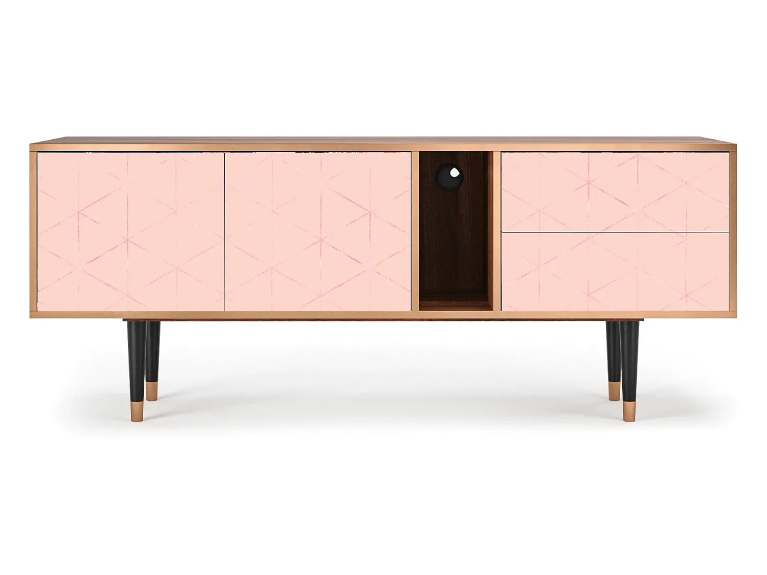 Móvel De Tv| Mueble de TV - 170х69х48 cm - T1 - Rose Quartz, Nogueira Castanho
