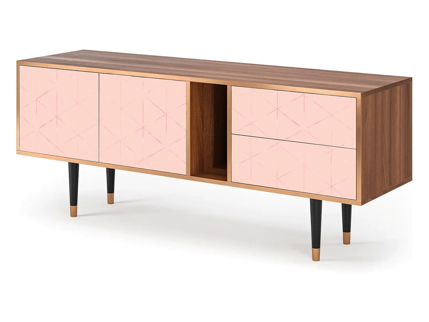 Móvel De Tv| Mueble de TV - 170х69х48 cm - T1 - Rose Quartz, Nogueira Castanho
