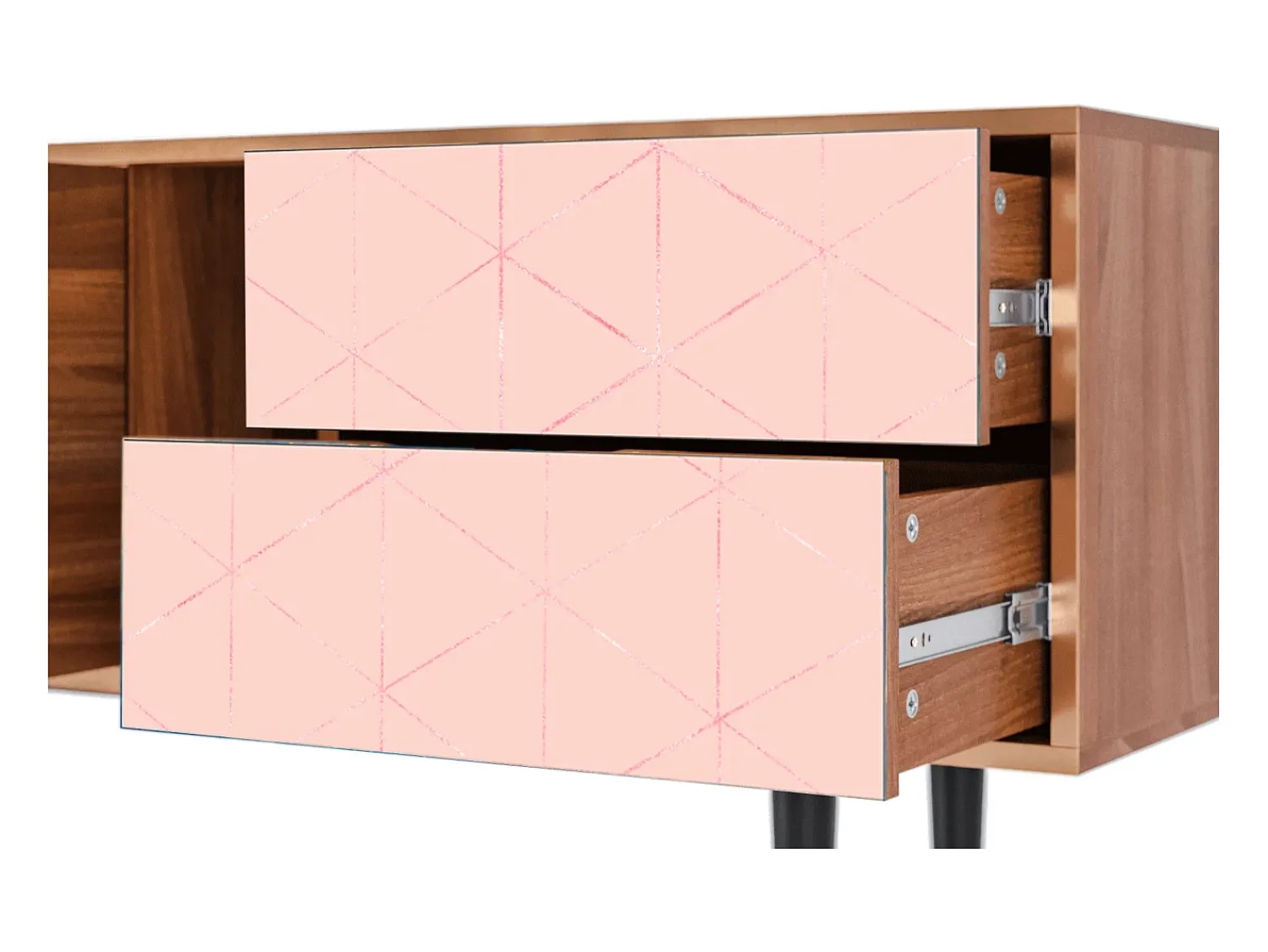 Móvel De Tv| Mueble de TV - 170х69х48 cm - T1 - Rose Quartz, Nogueira Castanho