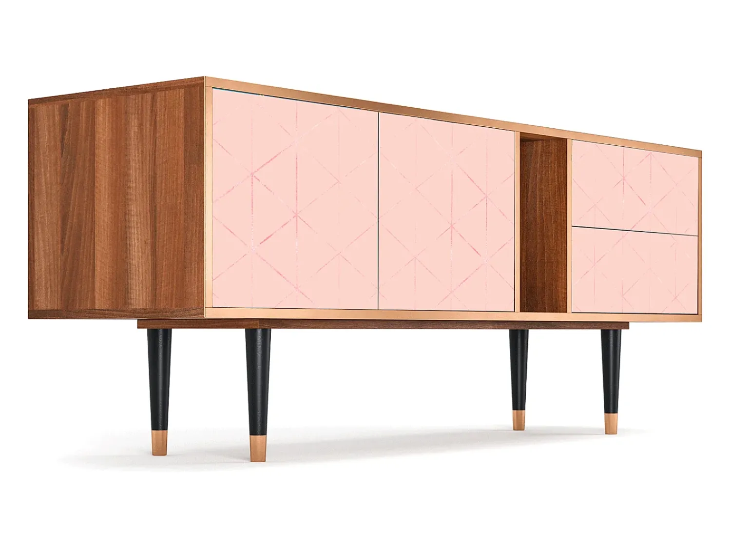 Móvel De Tv| Mueble de TV - 170х69х48 cm - T1 - Rose Quartz, Nogueira Castanho