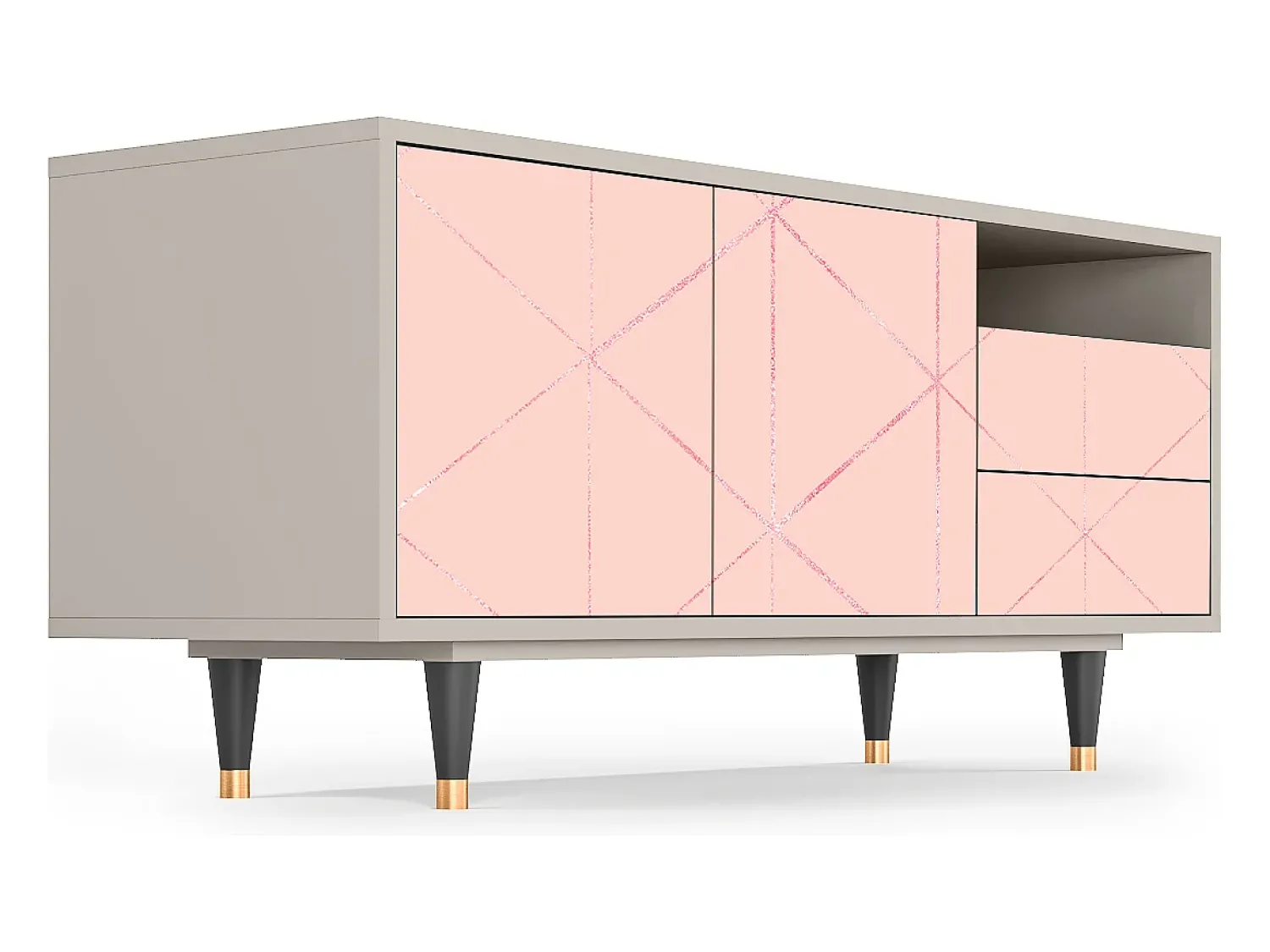 Mueble de TV - 125х56х41 cm - T7 - Rose Quartz, Areia^ Móvel De Tv