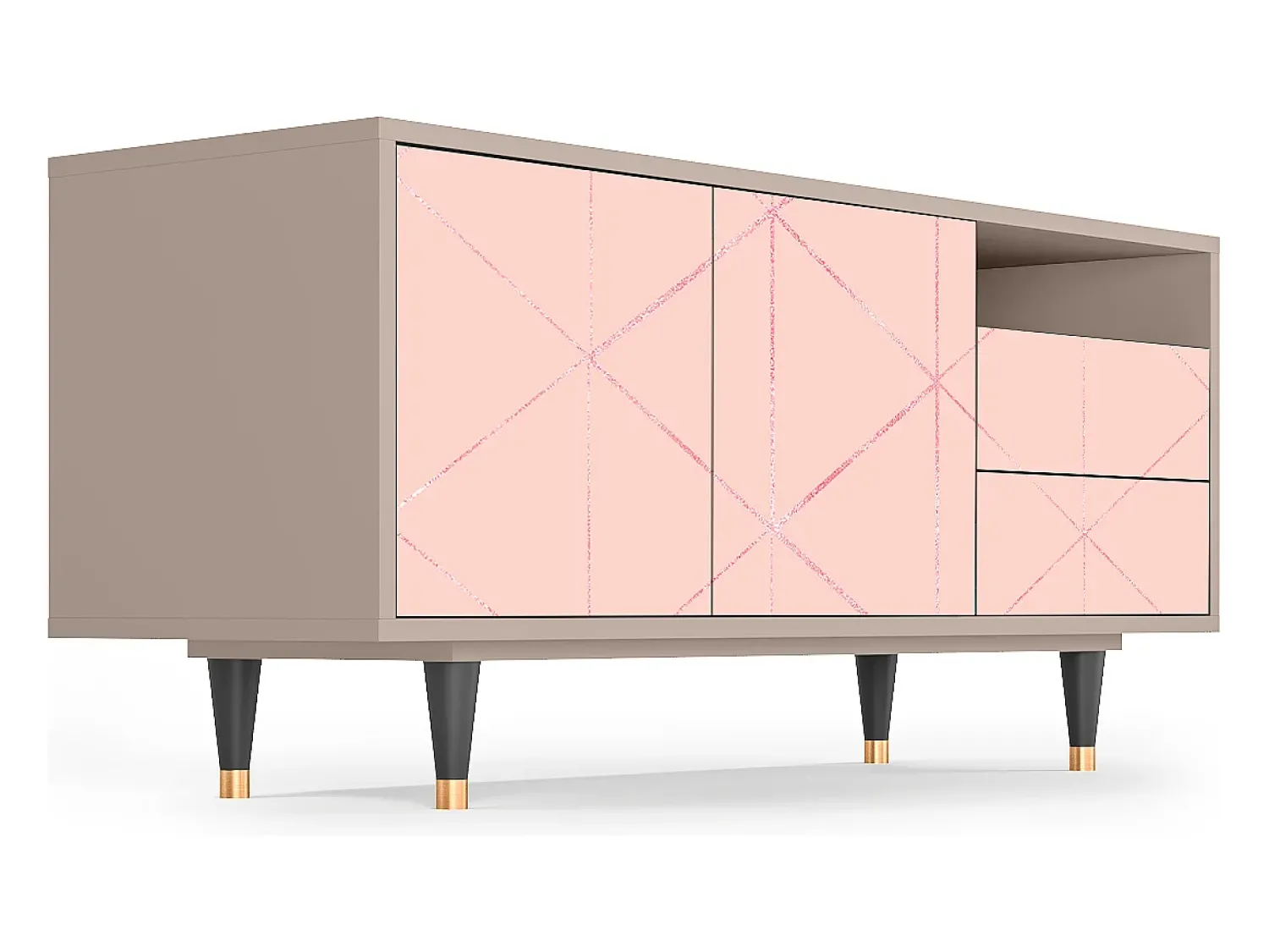 Móvel De Tv| Mueble de TV - 125х56х41 cm - T7 - Rose Quartz, Latte Bege
