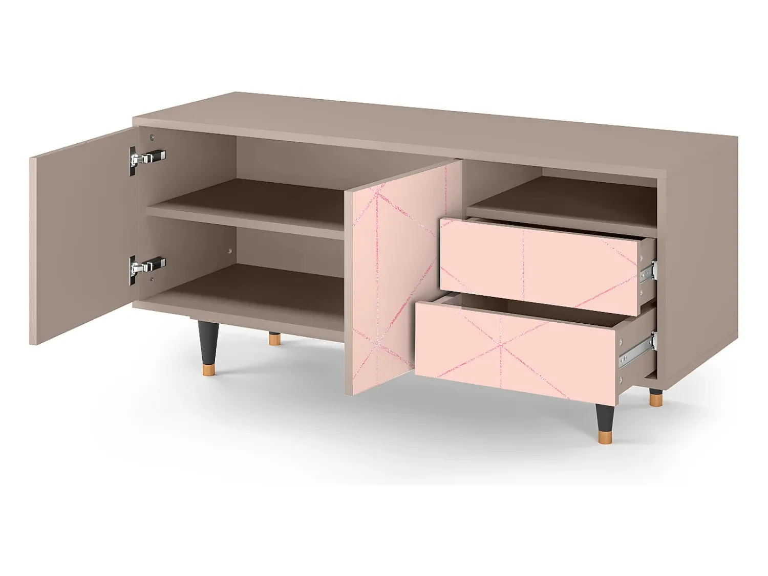 Móvel De Tv| Mueble de TV - 125х56х41 cm - T7 - Rose Quartz, Latte Bege