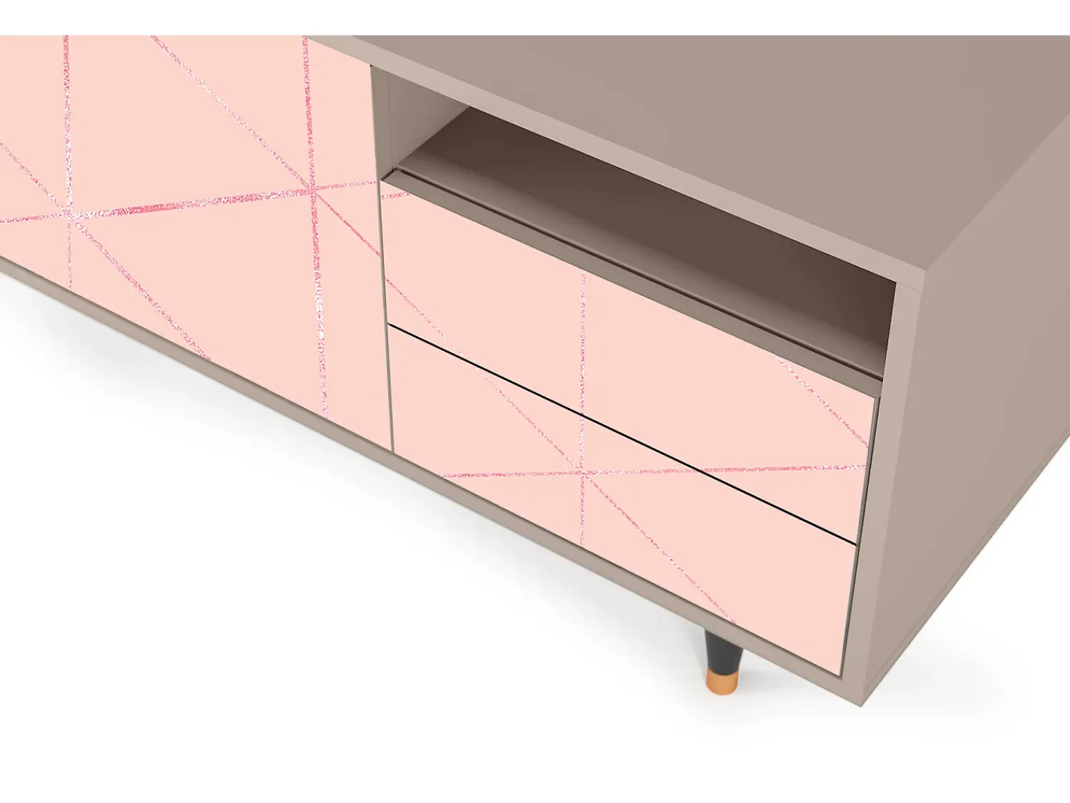 Móvel De Tv| Mueble de TV - 125х56х41 cm - T7 - Rose Quartz, Latte Bege
