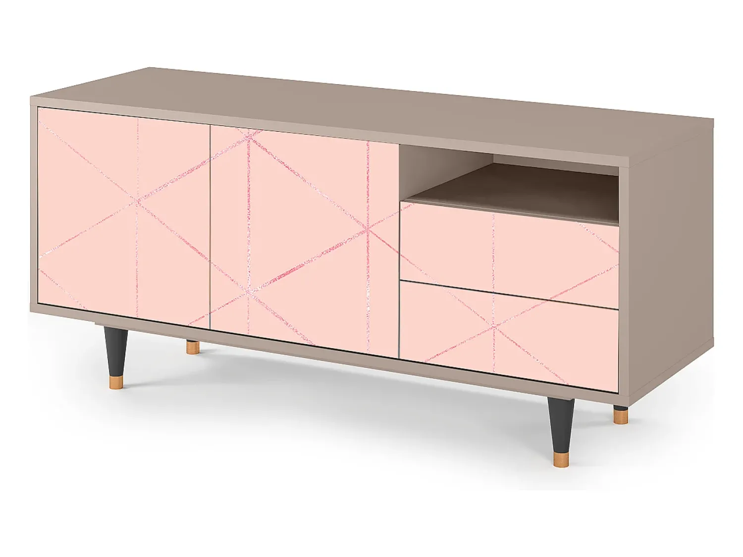 Móvel De Tv| Mueble de TV - 125х56х41 cm - T7 - Rose Quartz, Latte Bege