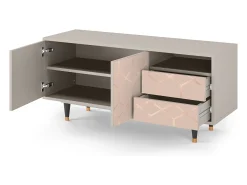 Móvel De Tv* Mueble de TV - 125х56х41 cm - T7 - Rose Honeycomb, Areia Bege