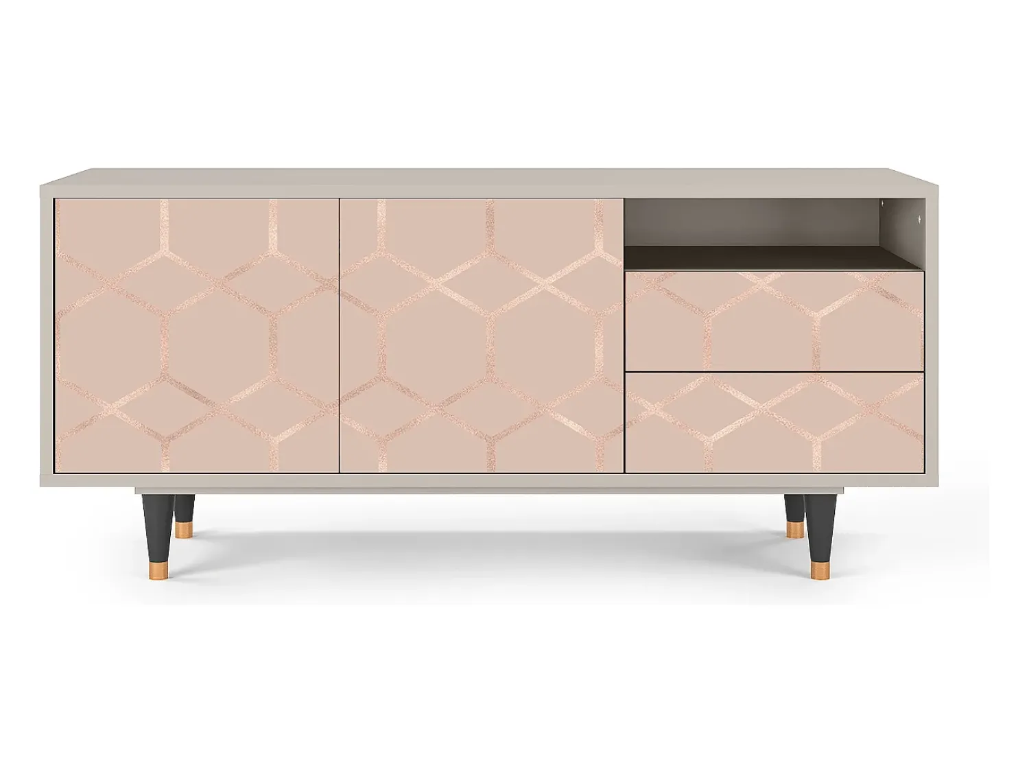 Móvel De Tv* Mueble de TV - 125х56х41 cm - T7 - Rose Honeycomb, Areia Bege