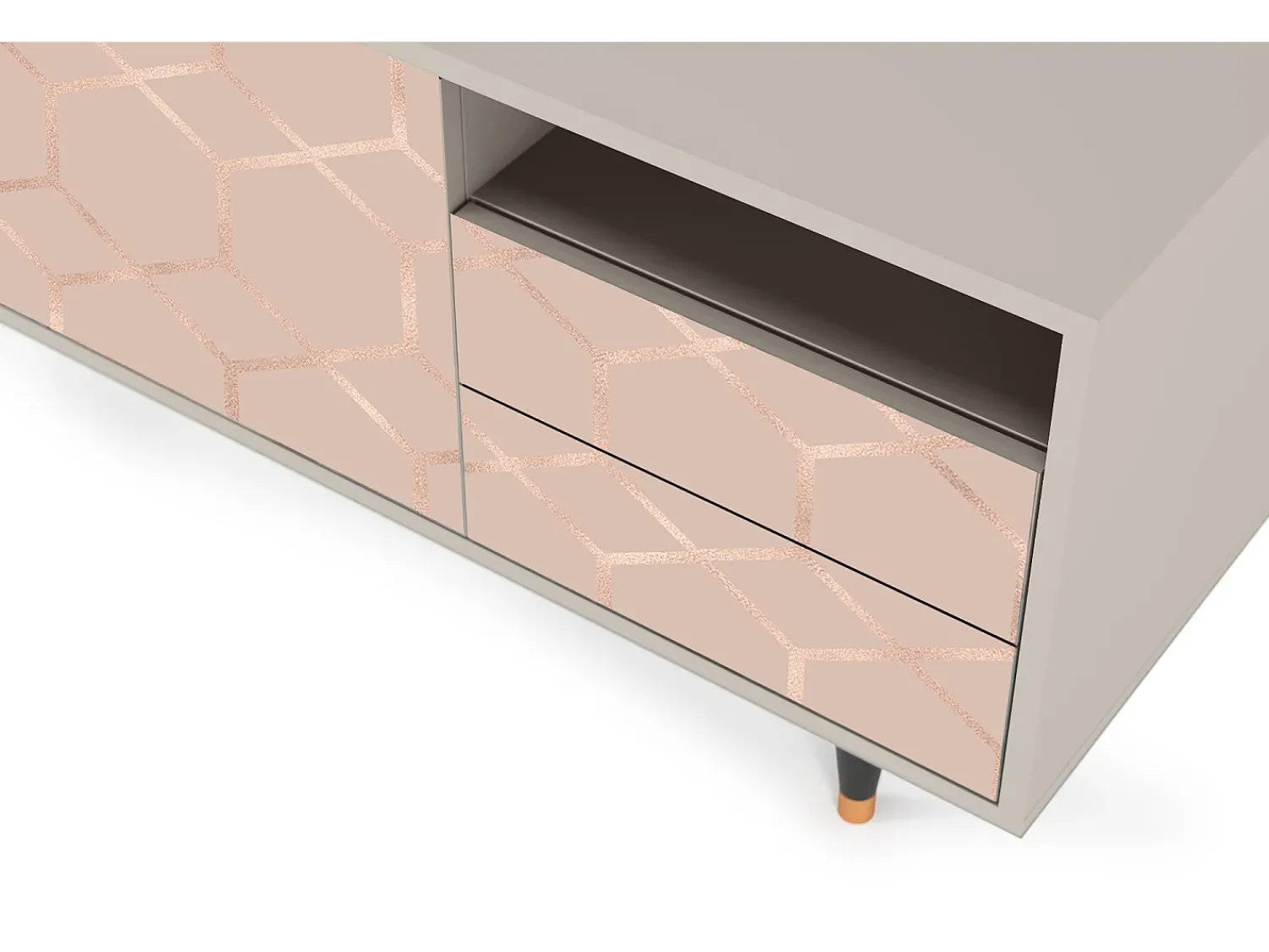 Móvel De Tv* Mueble de TV - 125х56х41 cm - T7 - Rose Honeycomb, Areia Bege