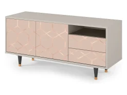 Móvel De Tv* Mueble de TV - 125х56х41 cm - T7 - Rose Honeycomb, Areia Bege