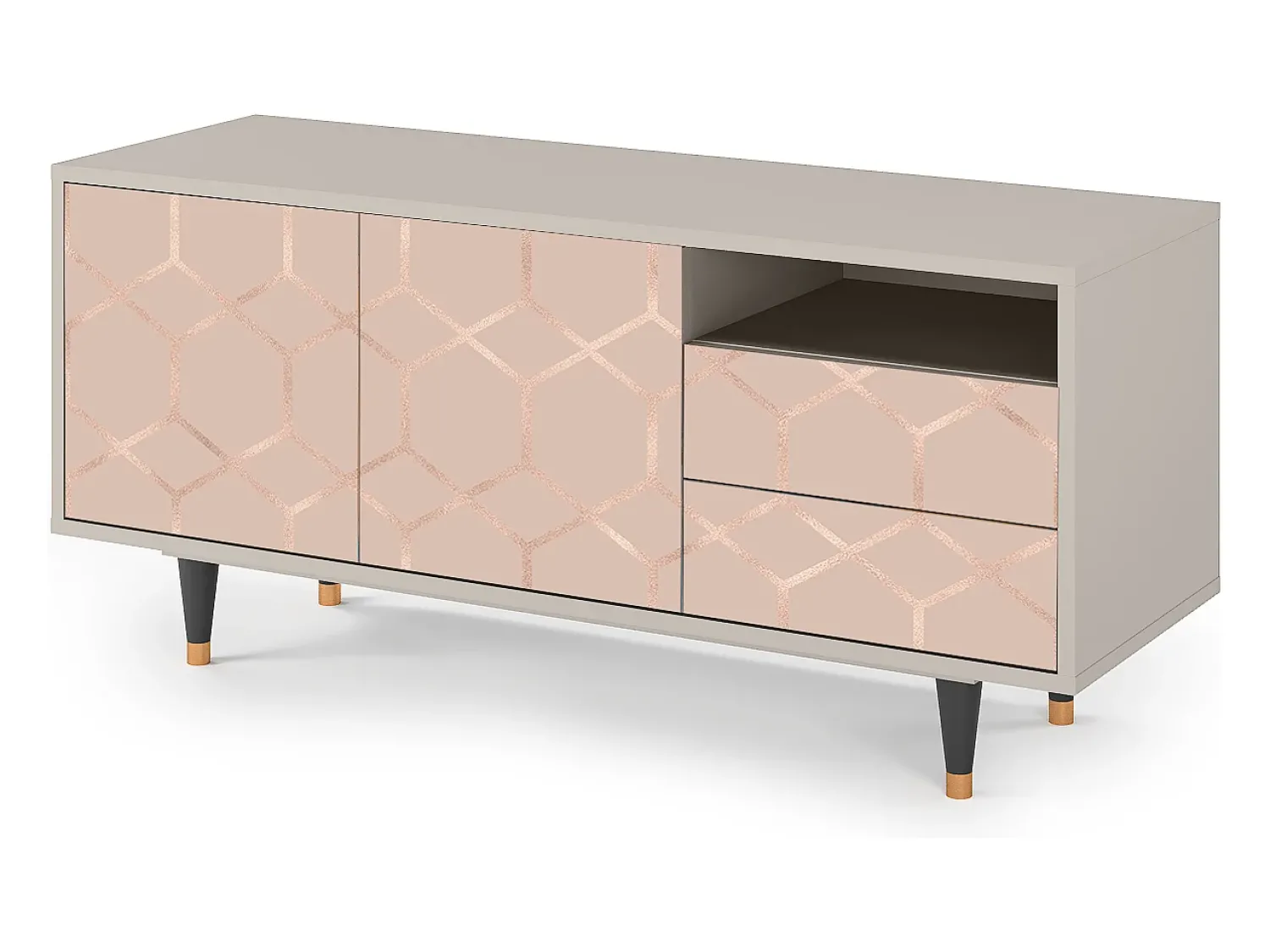 Móvel De Tv* Mueble de TV - 125х56х41 cm - T7 - Rose Honeycomb, Areia Bege