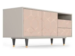Móvel De Tv* Mueble de TV - 125х56х41 cm - T7 - Rose Honeycomb, Areia Bege