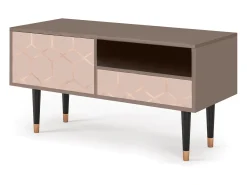 Móvel De Tv* Mueble de TV - 115х59х48 cm - T3 - Rose Honeycomb, Latte Bege
