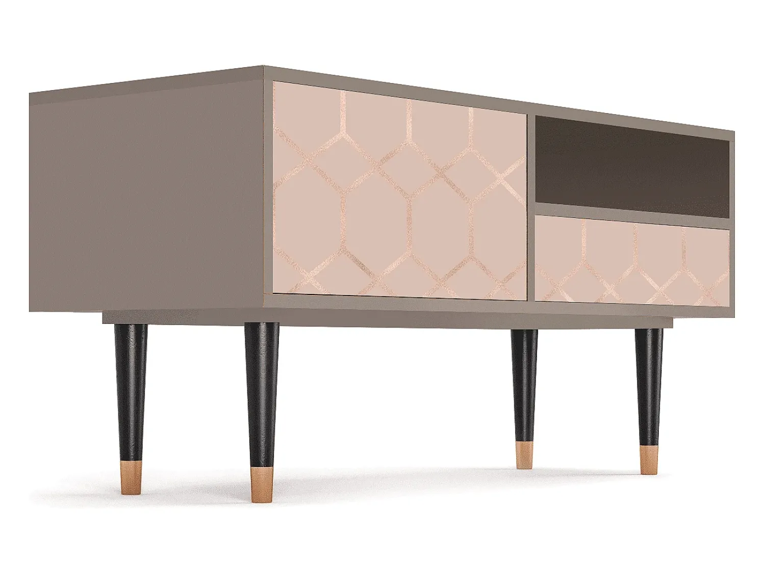 Móvel De Tv* Mueble de TV - 115х59х48 cm - T3 - Rose Honeycomb, Latte Bege