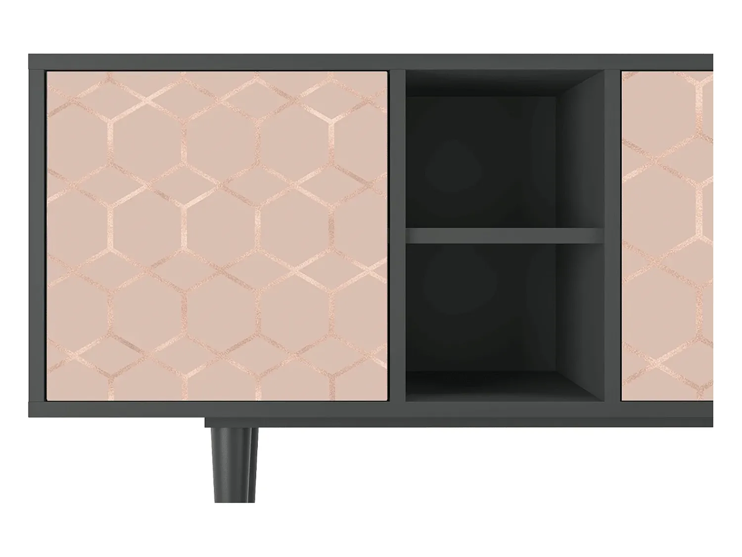 Móvel De Tv| Mueble de TV - 150х69х41 cm - T5 - Rose Honeycomb, Antracite Cinza antracite