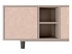 New Mueble de TV - 150х69х41 cm - T5 - Rose Honeycomb, Latte Bege