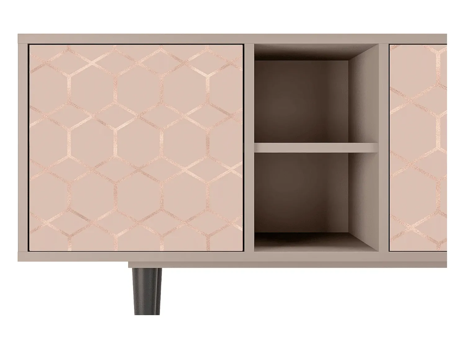 New Mueble de TV - 150х69х41 cm - T5 - Rose Honeycomb, Latte Bege