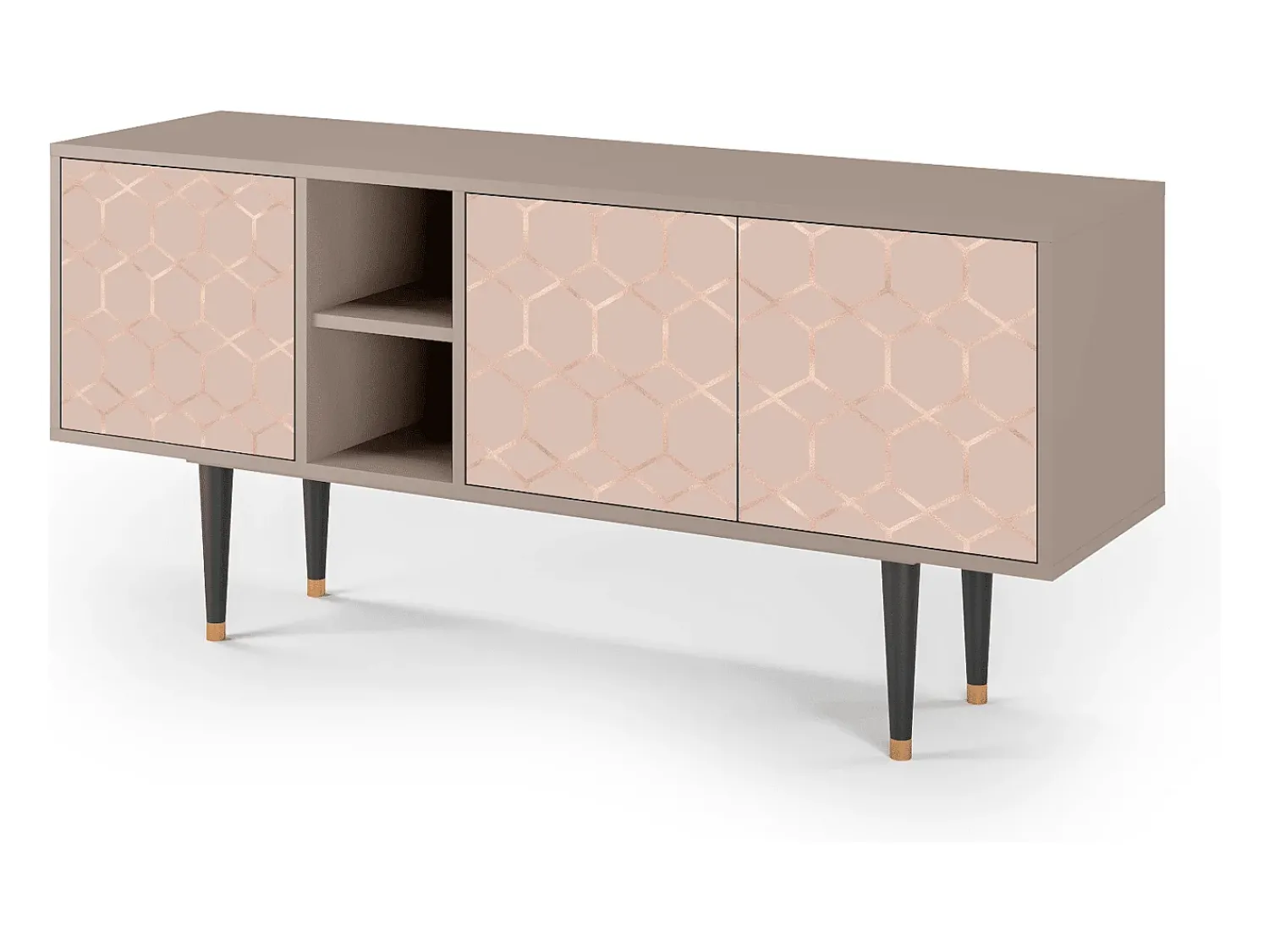 New Mueble de TV - 150х69х41 cm - T5 - Rose Honeycomb, Latte Bege