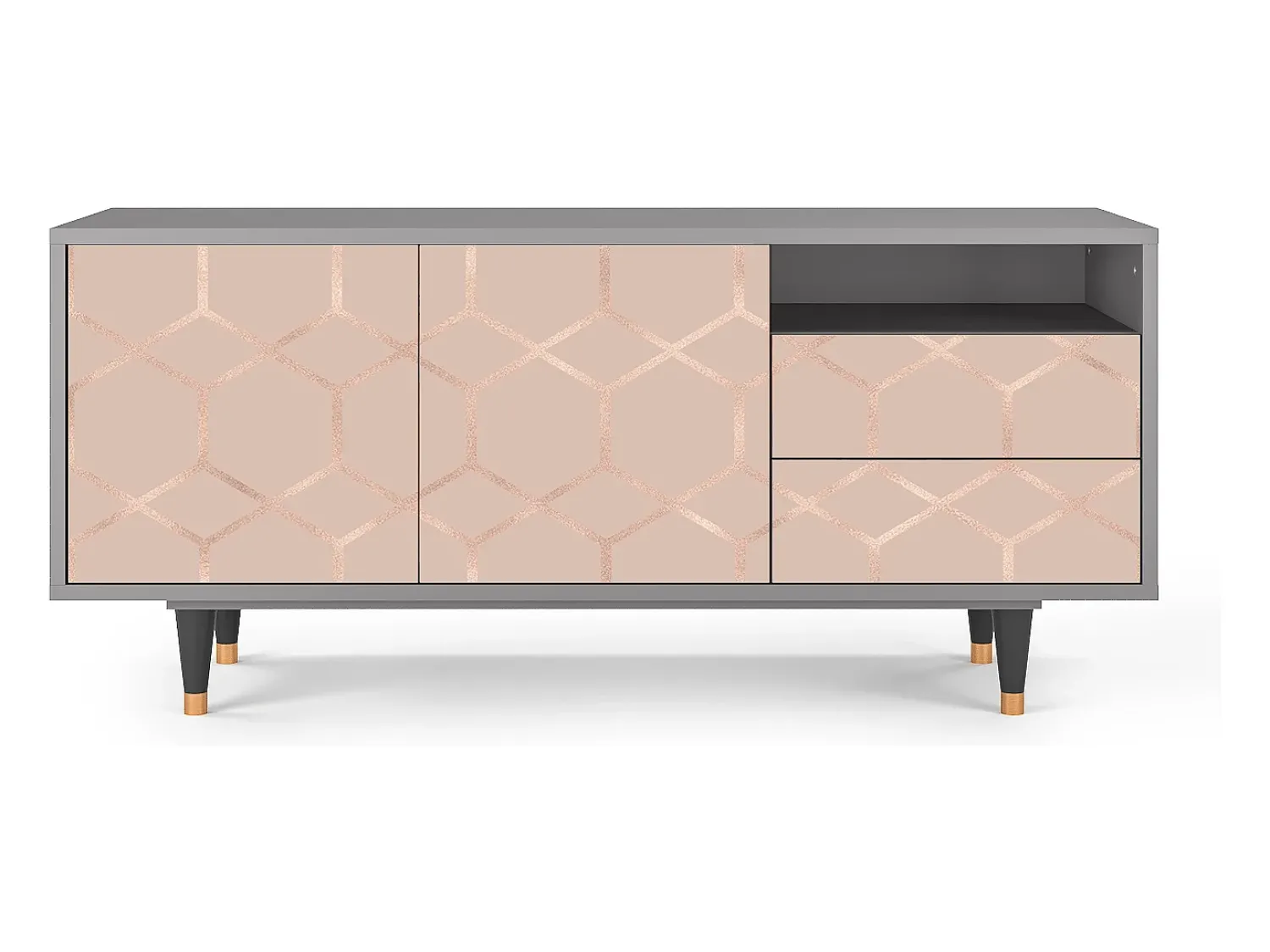 Mueble de TV - 125х56х41 cm - T7 - Rose Honeycomb, Cinza^ Móvel De Tv