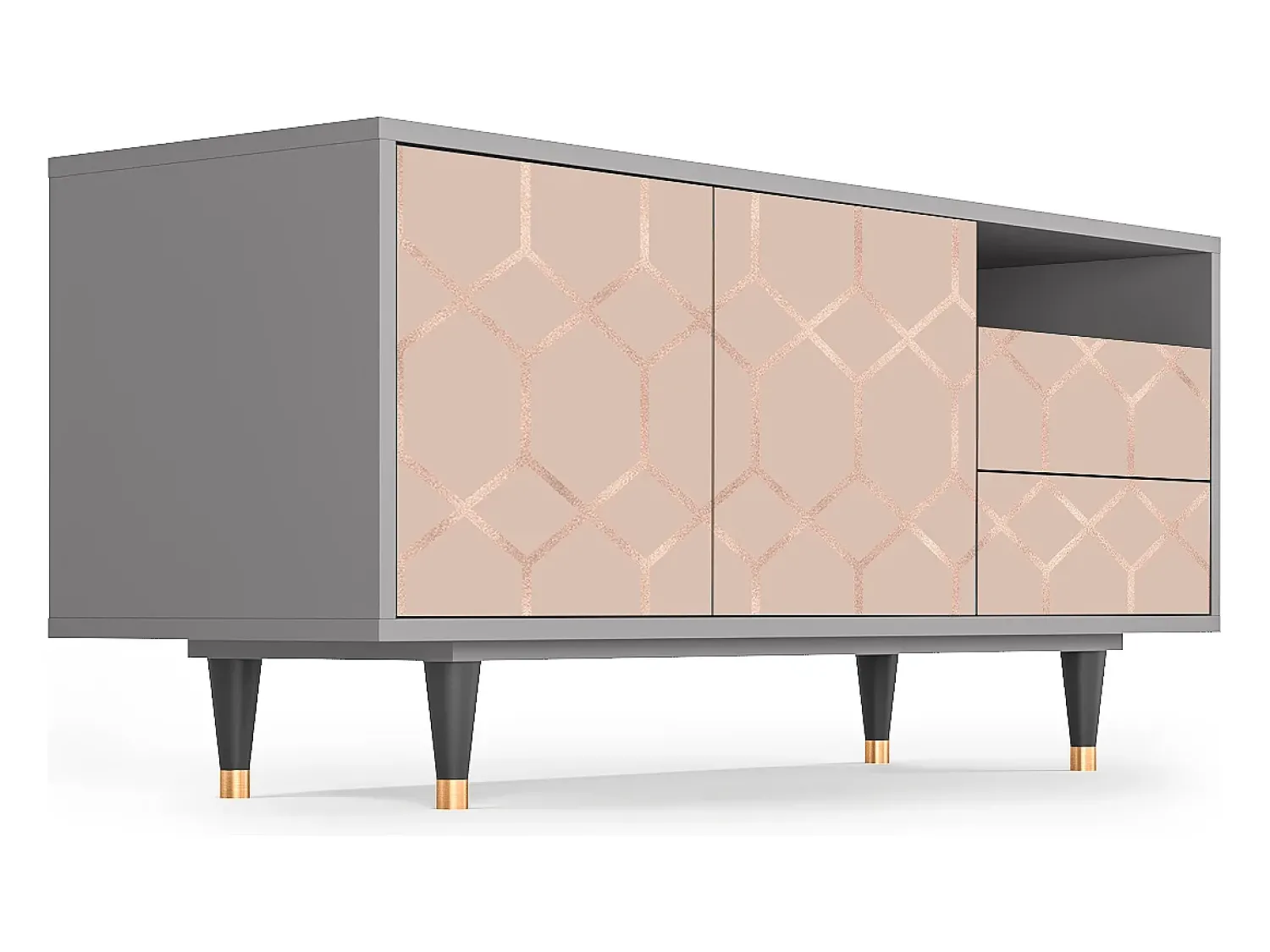 Mueble de TV - 125х56х41 cm - T7 - Rose Honeycomb, Cinza^ Móvel De Tv