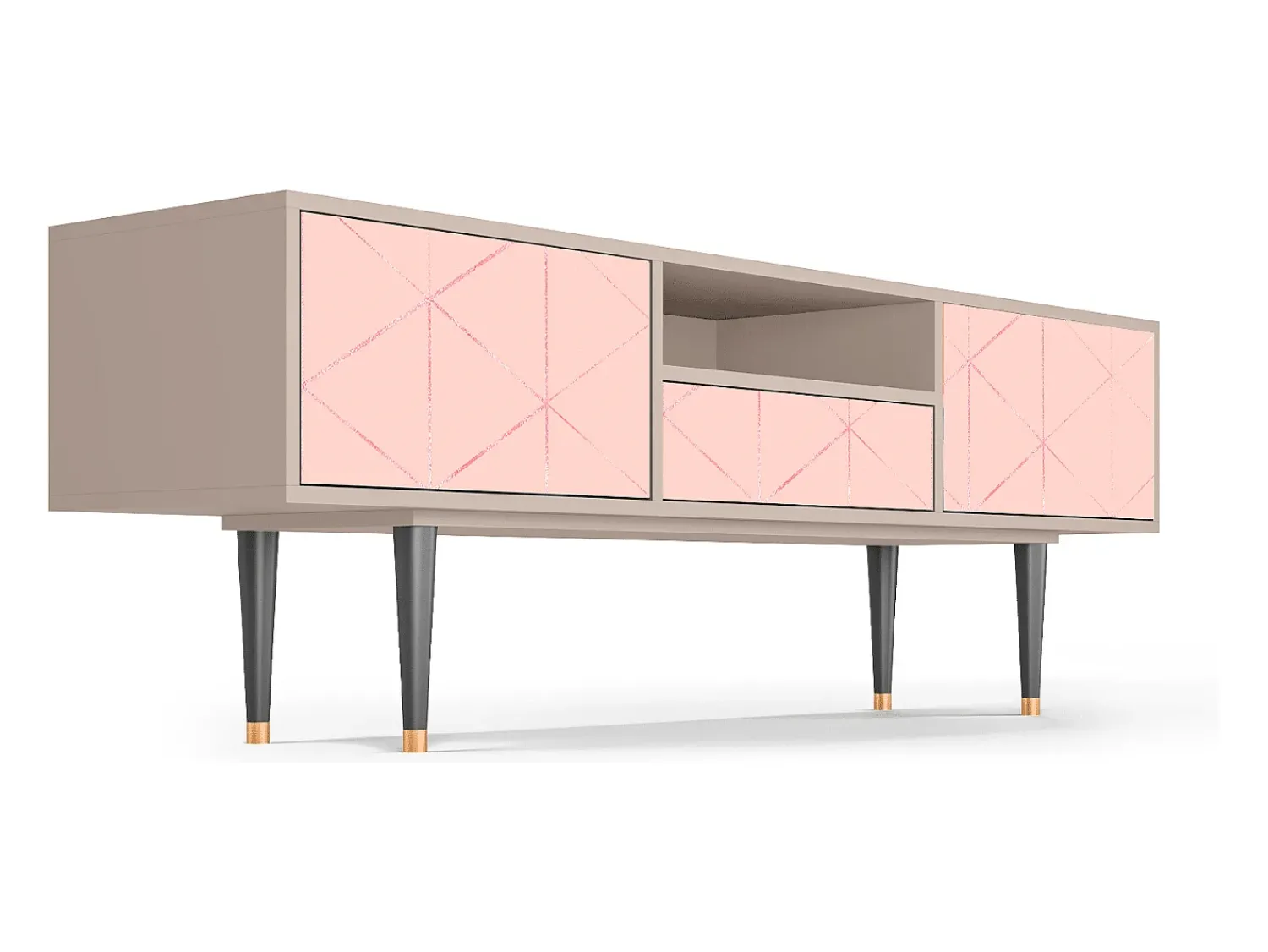 Móvel De Tv| Mueble de TV - 170х59х41 cm - T6 - Rose Quartz, Latte Bege