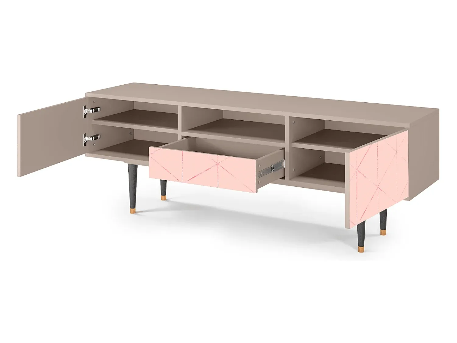 Móvel De Tv| Mueble de TV - 170х59х41 cm - T6 - Rose Quartz, Latte Bege
