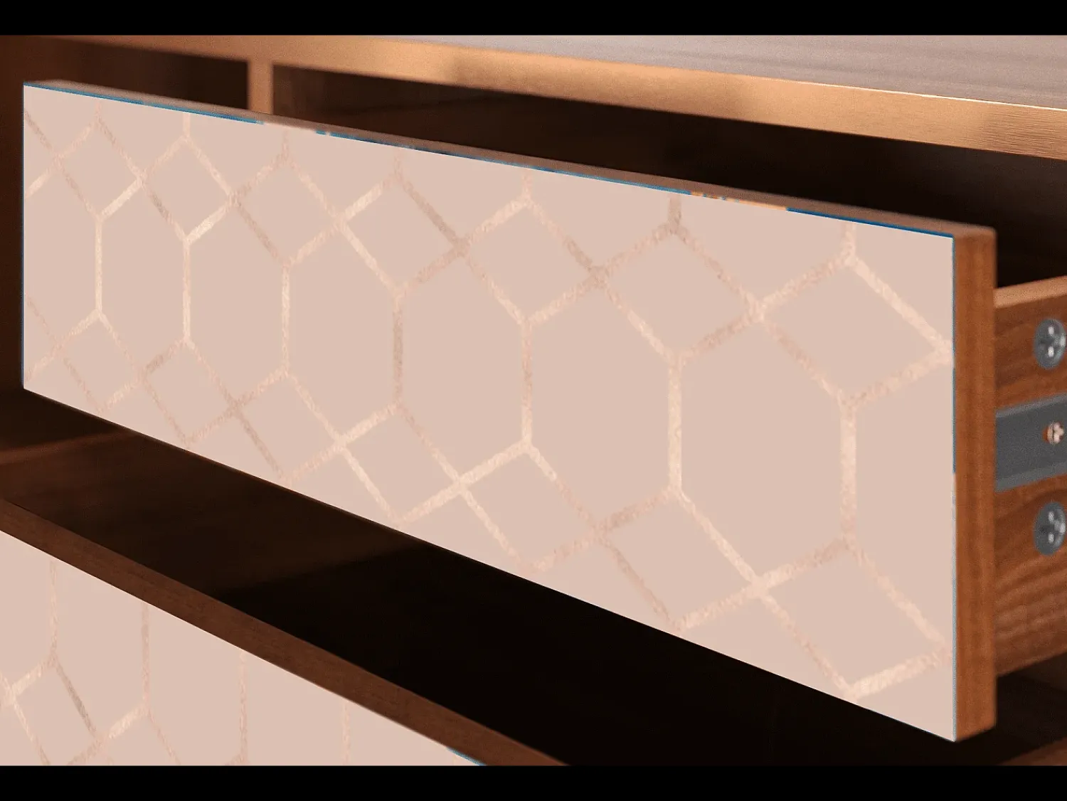 Mueble de TV - 170х59х48 cm - T4 - Rose Honeycomb, Nogueira^ Móvel De Tv