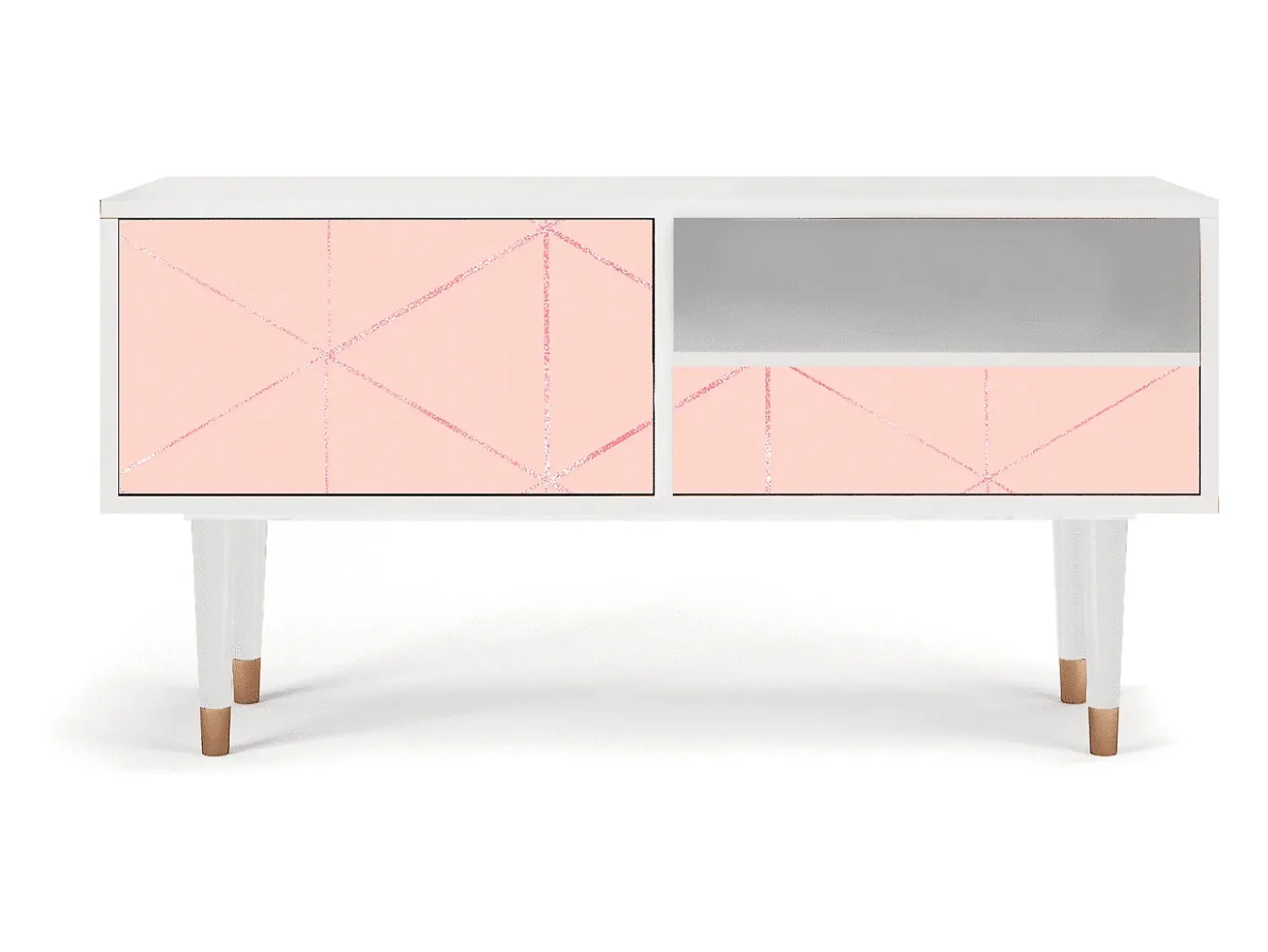 Clearance Mueble de TV - 115х59х48 cm - T3 - Rose Quartz, Branco Bege