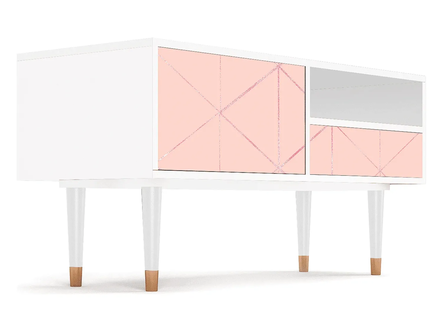 Clearance Mueble de TV - 115х59х48 cm - T3 - Rose Quartz, Branco Bege
