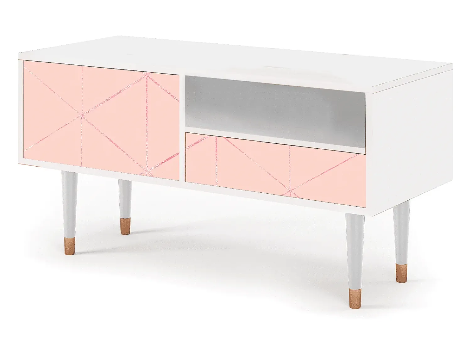 Clearance Mueble de TV - 115х59х48 cm - T3 - Rose Quartz, Branco Bege