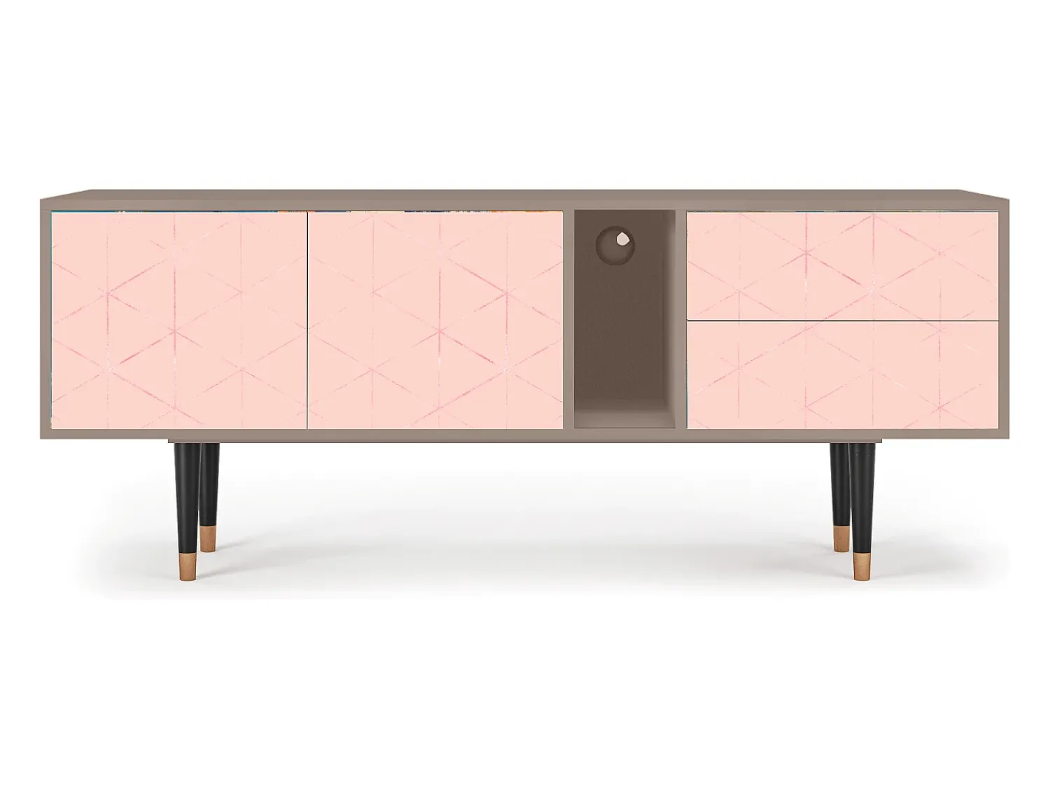 New Mueble de TV - 170х69х48 cm - T1 - Rose Quartz, Latte Bege