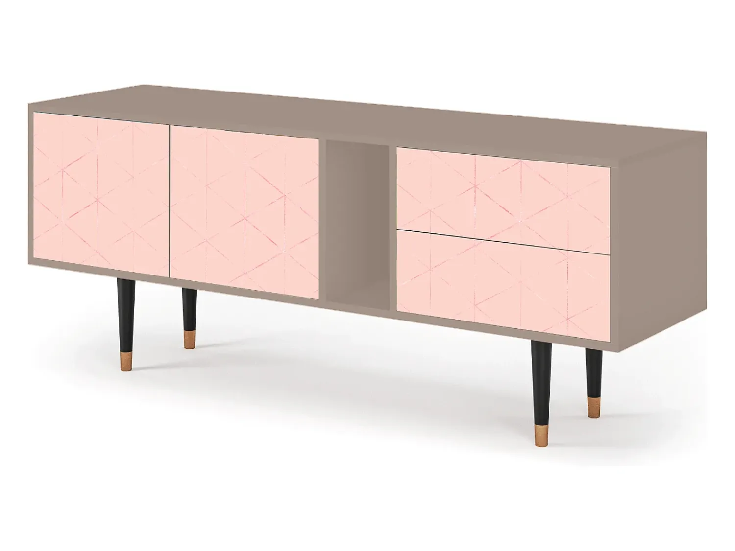 New Mueble de TV - 170х69х48 cm - T1 - Rose Quartz, Latte Bege